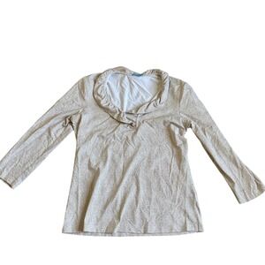 J. McLaughlin Durham 3/4 Sleeve Ruffle Top Womens S Office VNeck Pullover Blouse